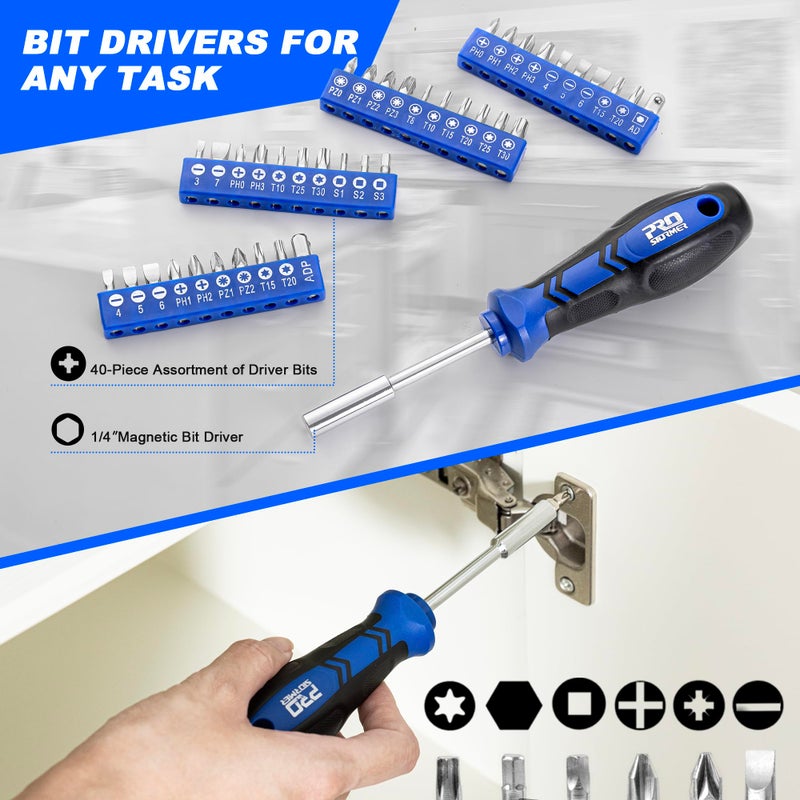 Prostormer Magnetic Screwdriver Set, 79-Piece Multi-Purpose Slotted/Phillips Screwdriver Kit with Precision Screwdrivers, Allen Wrench Set and Screwdriver Bits for DIY and Repair Works - Image 3